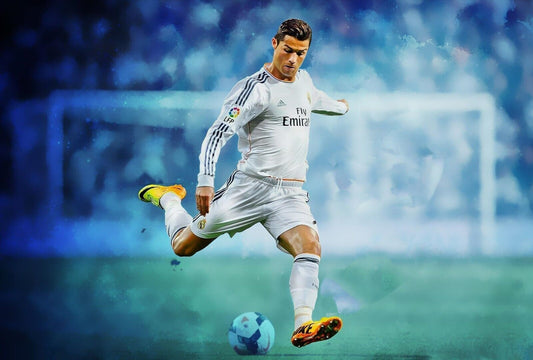 Cristiano Ronaldo Real Madrid | Kicking Soccer Ball Poster | Sports Wall Art - Sports Poster