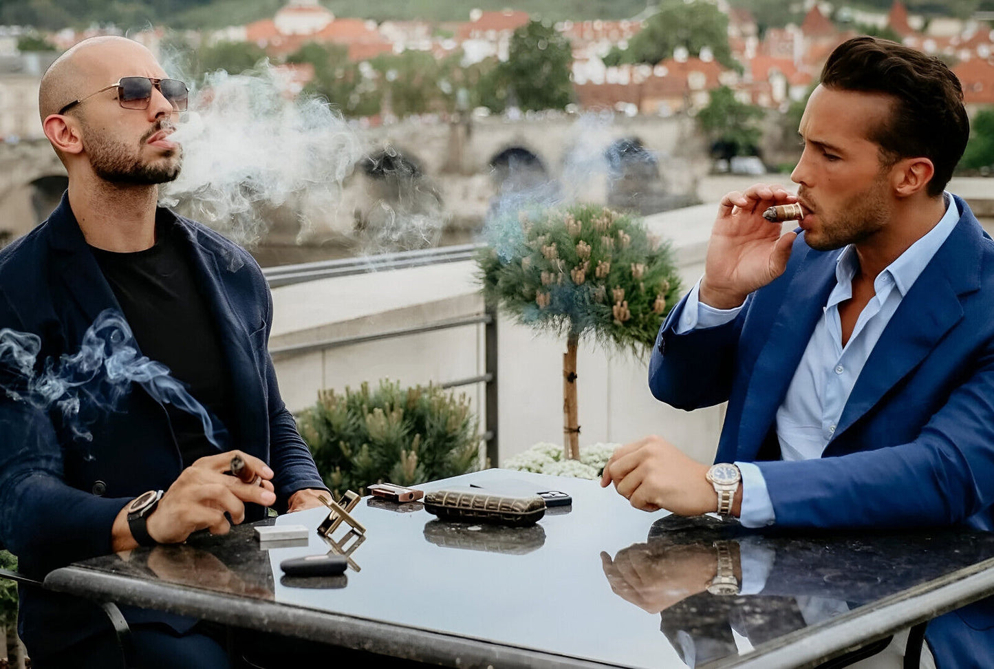 Andrew Tate & Tristan Tate Smoking Cigars | The Tate Brothers Poster | Modern Lifestyle Art - Celebrities Poster