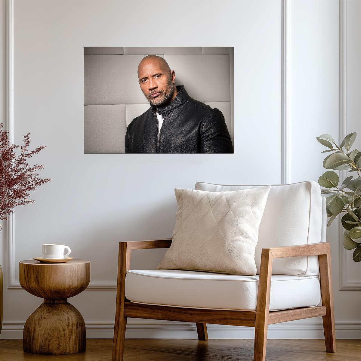 Dwayne Johnson The Rock | Leather Jacket Portrait Poster | Celebrity Wall Art - Celebrities Poster