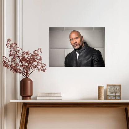Dwayne Johnson The Rock | Leather Jacket Portrait Poster | Celebrity Wall Art - Celebrities Poster