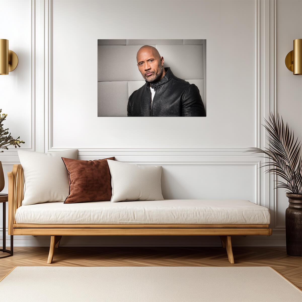 Dwayne Johnson The Rock | Leather Jacket Portrait Poster | Celebrity Wall Art - Celebrities Poster