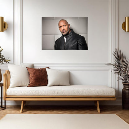 Dwayne Johnson The Rock | Leather Jacket Portrait Poster | Celebrity Wall Art - Celebrities Poster