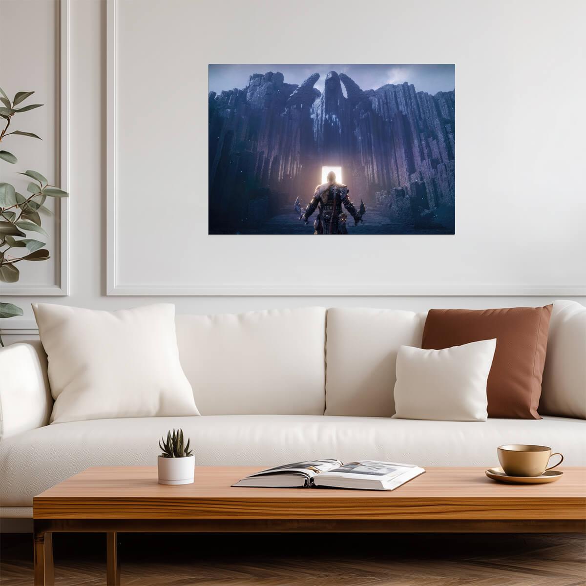 God of War Ragnarök Kratos Before Valhalla Gate | Norse Realm Poster | Adventure Game Scenery - Video Games Poster