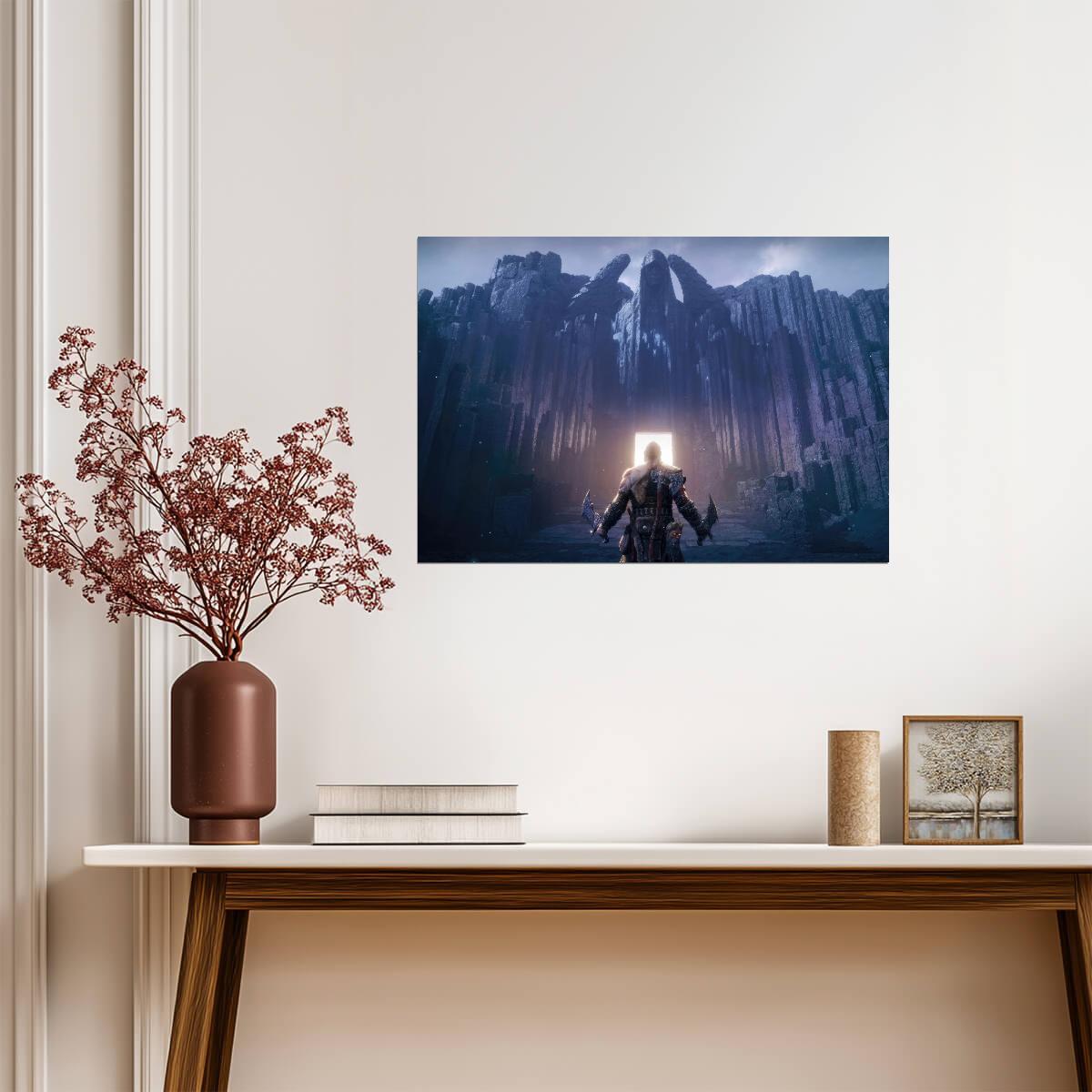 God of War Ragnarök Kratos Before Valhalla Gate | Norse Realm Poster | Adventure Game Scenery - Video Games Poster