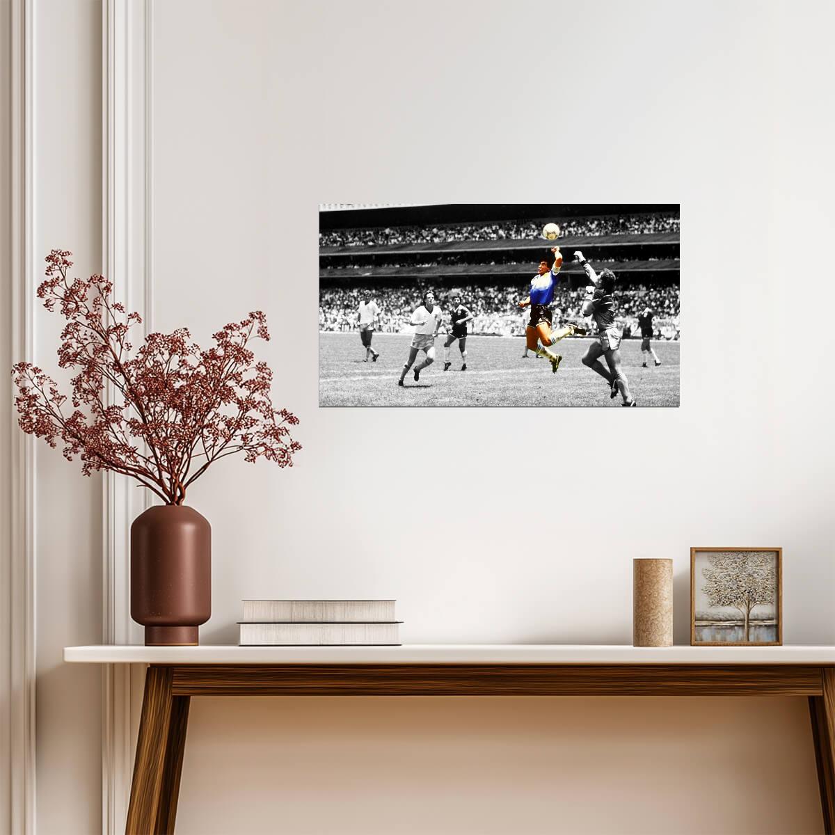 Diego Maradona The Hand of God | 1986 World Cup Soccer Poster | Argentina Football Legend Art - Sports Poster