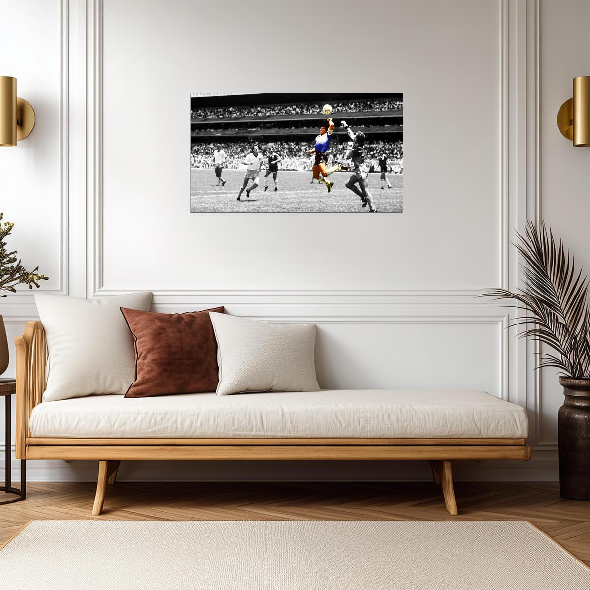 Diego Maradona The Hand of God | 1986 World Cup Soccer Poster | Argentina Football Legend Art - Sports Poster