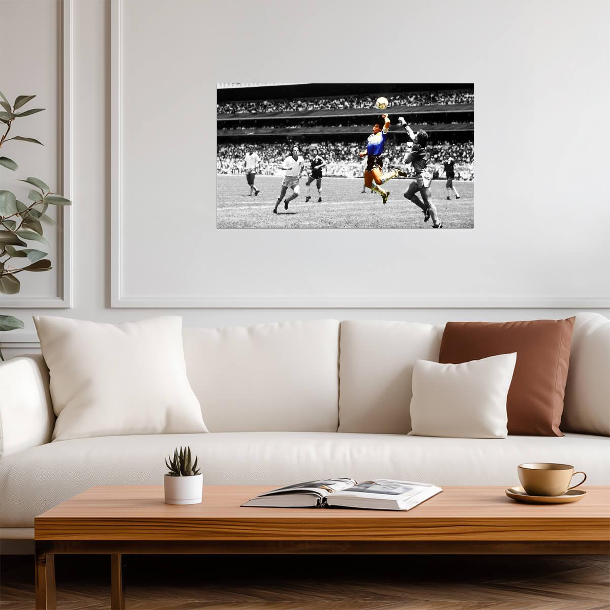 Diego Maradona The Hand of God | 1986 World Cup Soccer Poster | Argentina Football Legend Art - Sports Poster