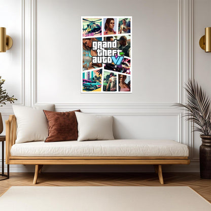 Grand Theft Auto VI Fan Art Collage | Vice City Concept Poster | Modern Game Room Art - Video Games Poster