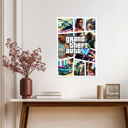 Grand Theft Auto VI Fan Art Collage | Vice City Concept Poster | Modern Game Room Art - Video Games Poster