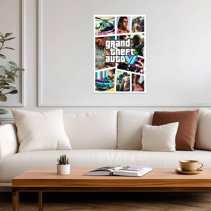 Grand Theft Auto VI Fan Art Collage | Vice City Concept Poster | Modern Game Room Art - Video Games Poster