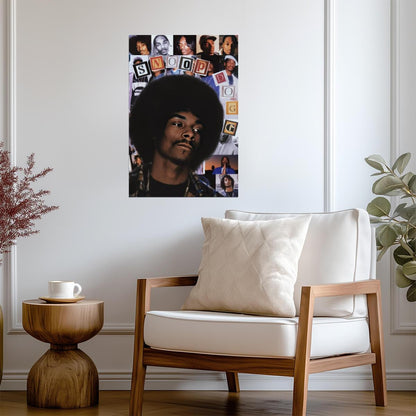 Snoop Dogg Retro Collage | 90s Afro Portrait | Hip Hop Legend Poster - Music Poster