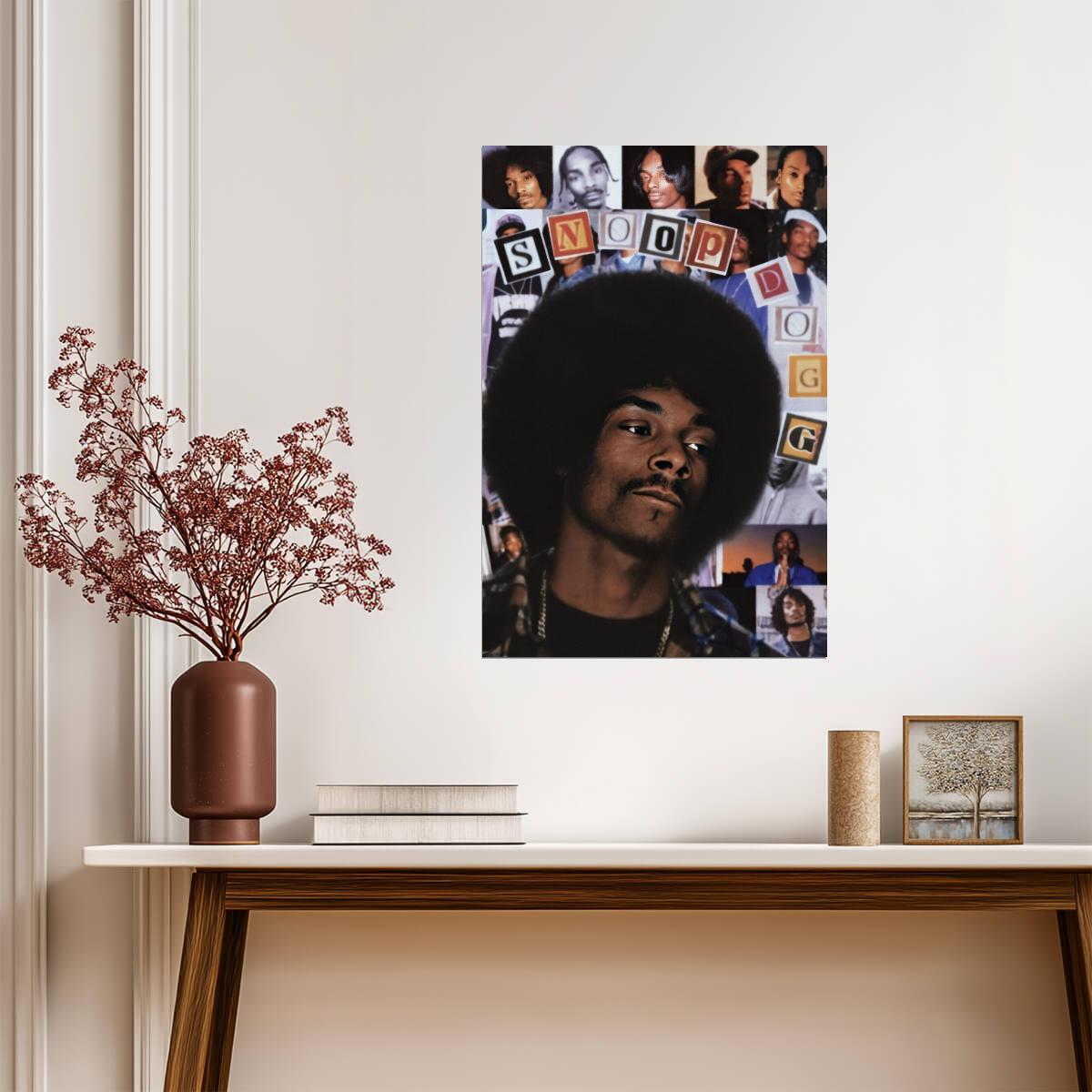 Snoop Dogg Retro Collage | 90s Afro Portrait | Hip Hop Legend Poster - Music Poster