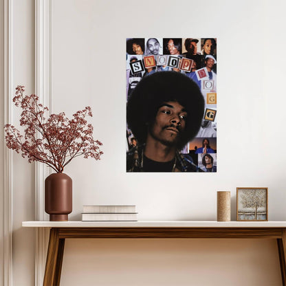 Snoop Dogg Retro Collage | 90s Afro Portrait | Hip Hop Legend Poster - Music Poster