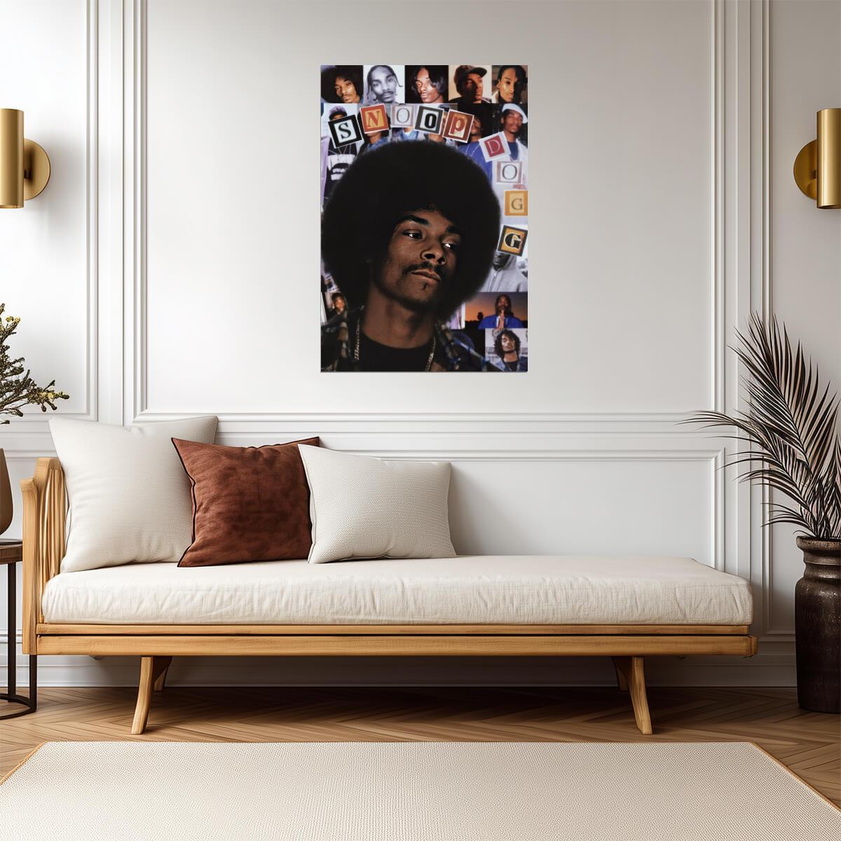 Snoop Dogg Retro Collage | 90s Afro Portrait | Hip Hop Legend Poster - Music Poster