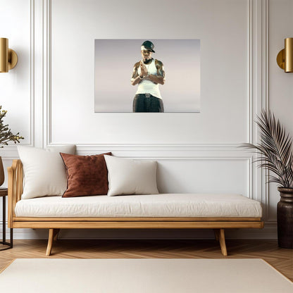 50 Cent White Tank Top | LA Cap Photoshoot Poster | Hip Hop Legend Wall Art - Music Poster