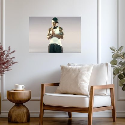 50 Cent White Tank Top | LA Cap Photoshoot Poster | Hip Hop Legend Wall Art - Music Poster