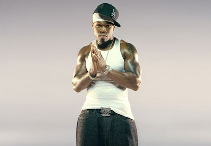 50 Cent White Tank Top | LA Cap Photoshoot Poster | Hip Hop Legend Wall Art - Music Poster