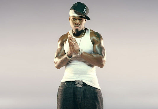50 Cent White Tank Top | LA Cap Photoshoot Poster | Hip Hop Legend Wall Art - Music Poster