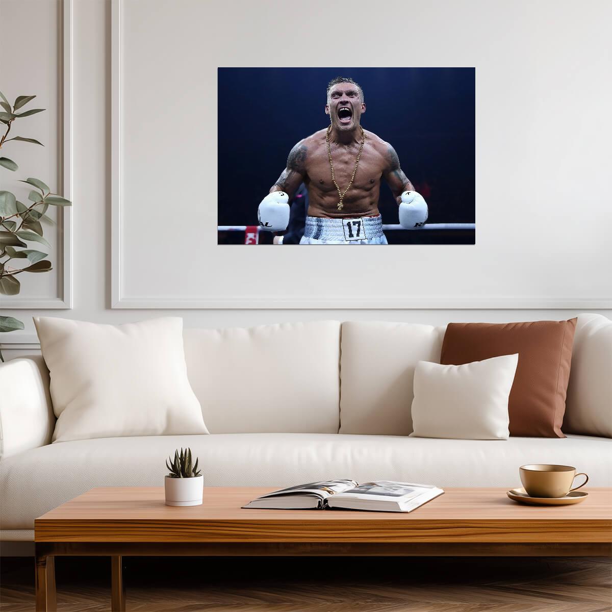 Oleksandr Usyk Celebration | Boxing Champion Poster | Combat Sports Art - Sports Poster
