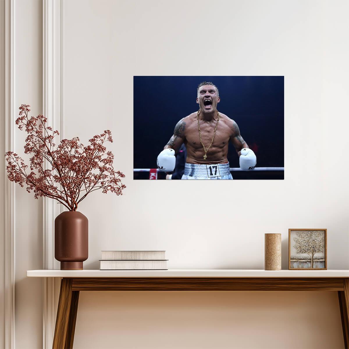 Oleksandr Usyk Celebration | Boxing Champion Poster | Combat Sports Art - Sports Poster