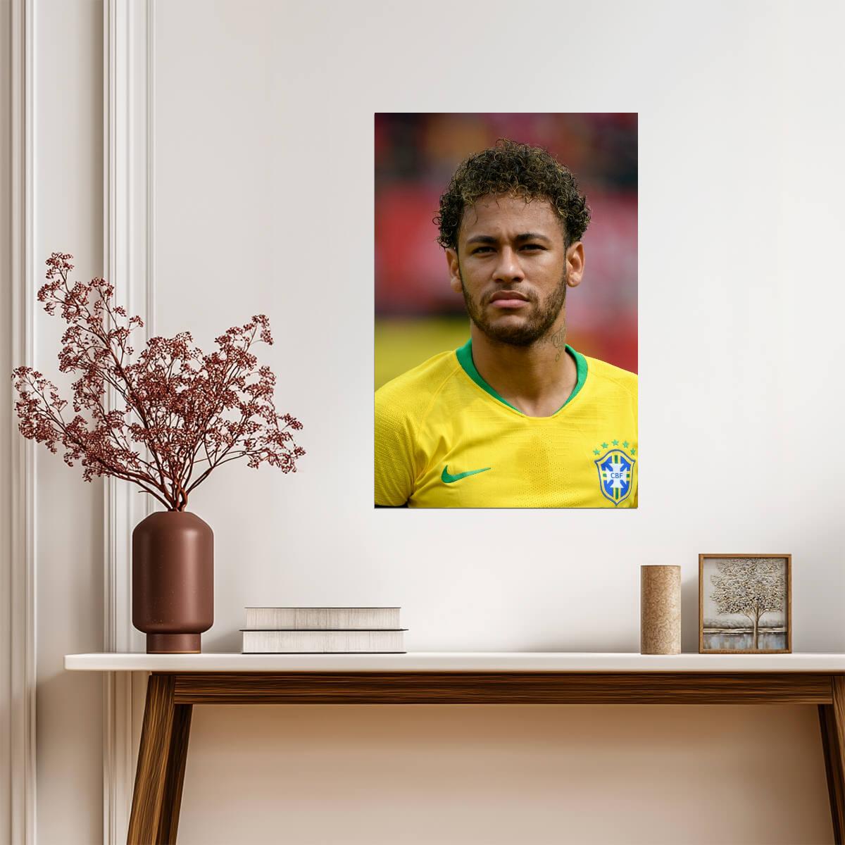 Neymar Jr Brazil National Team | Soccer Star Portrait | Football Legend Poster - Sports Poster