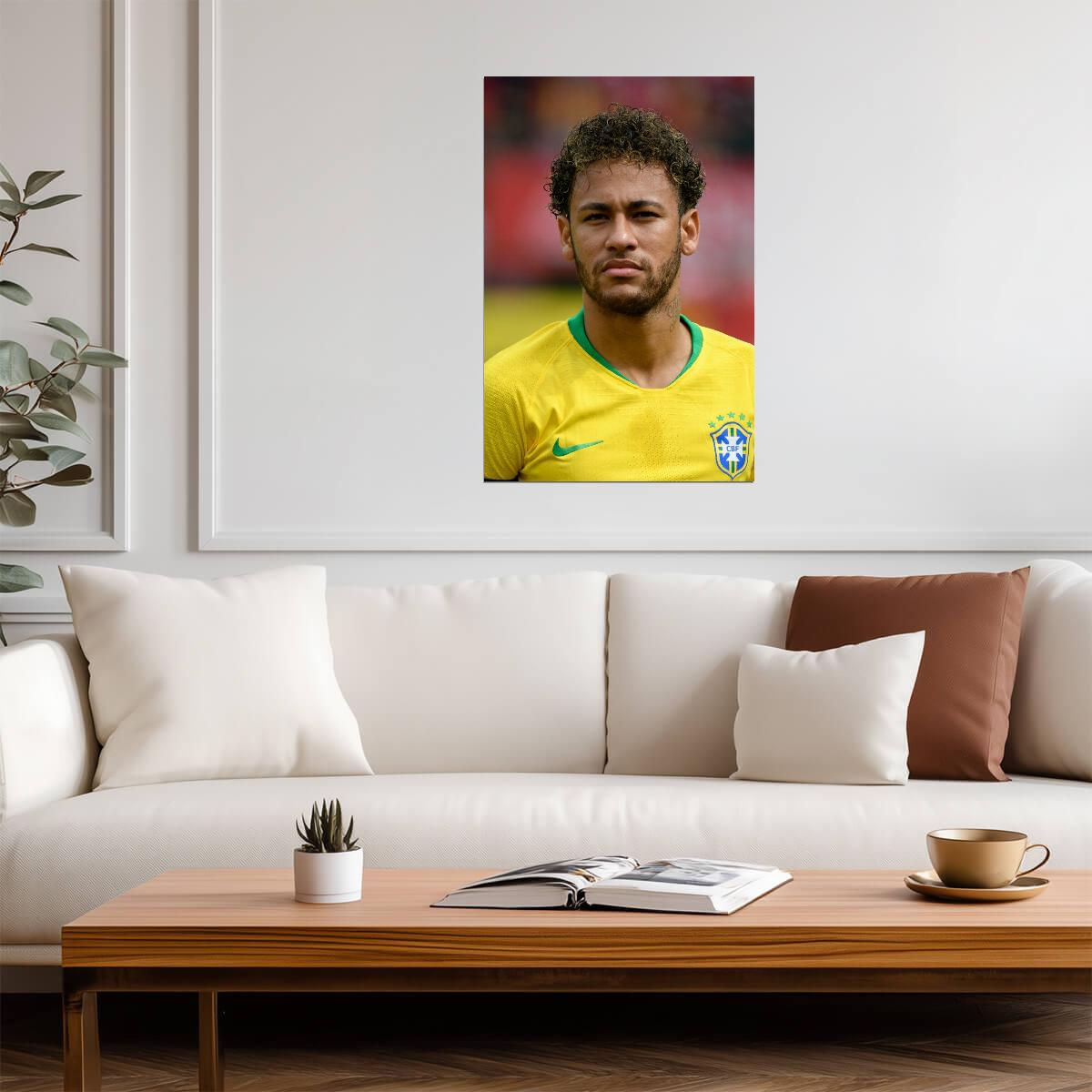 Neymar Jr Brazil National Team | Soccer Star Portrait | Football Legend Poster - Sports Poster