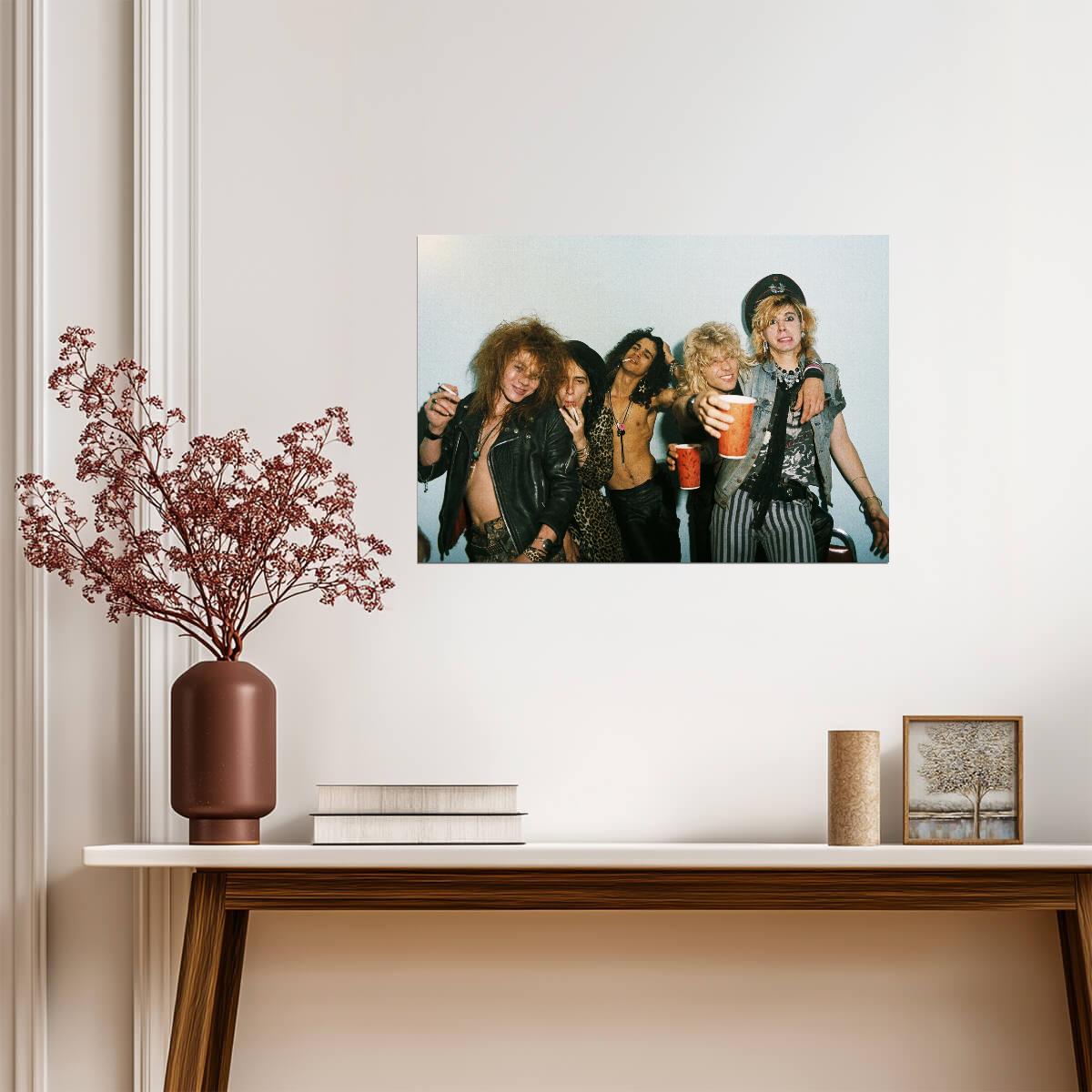 Guns N Roses Classic Lineup | Vintage 80s Rock Band Photo | Hard Rock Music Legend Poster - Music Poster