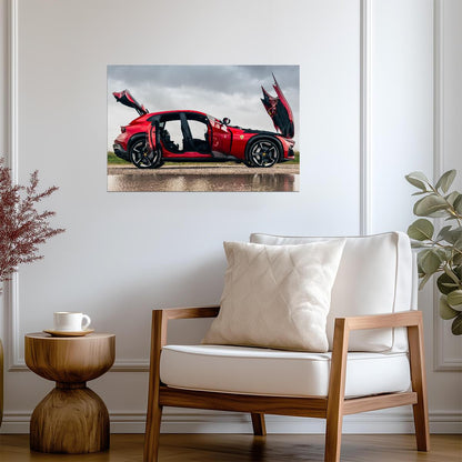 Ferrari Purosangue | Red Italian Super SUV Poster | Welcome Doors Open Display - Cars Poster