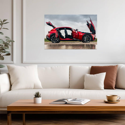 Ferrari Purosangue | Red Italian Super SUV Poster | Welcome Doors Open Display - Cars Poster