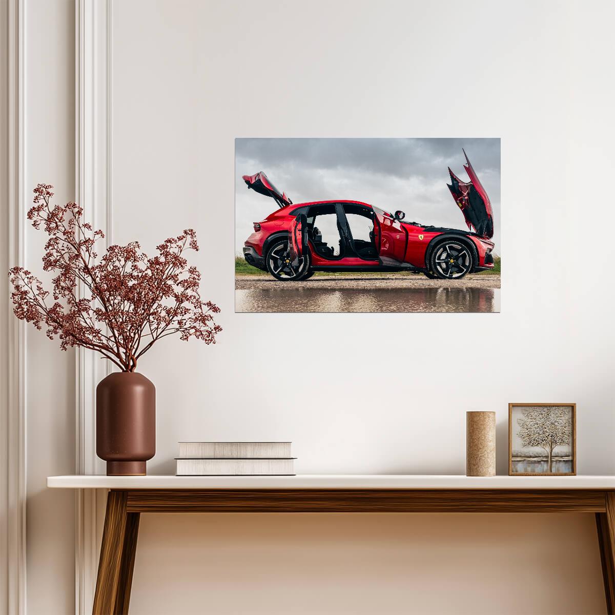 Ferrari Purosangue | Red Italian Super SUV Poster | Welcome Doors Open Display - Cars Poster