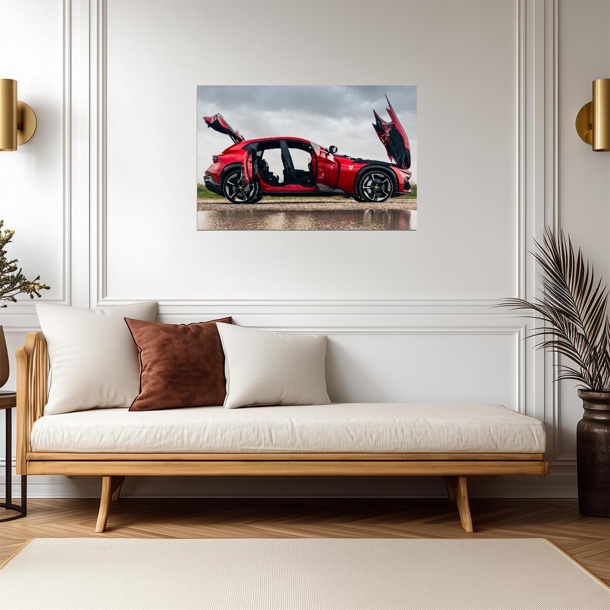 Ferrari Purosangue | Red Italian Super SUV Poster | Welcome Doors Open Display - Cars Poster