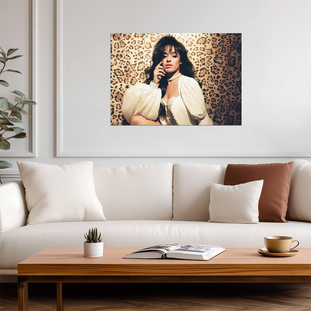 Camila Cabello Leopard Print Portrait | Pop Music Star Wall Art | Sexy Celebrity Photo Poster - Music Poster