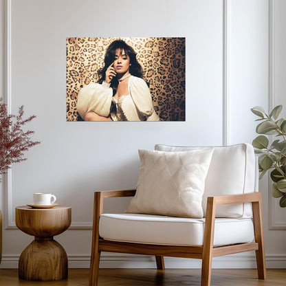 Camila Cabello Leopard Print Portrait | Pop Music Star Wall Art | Sexy Celebrity Photo Poster - Music Poster