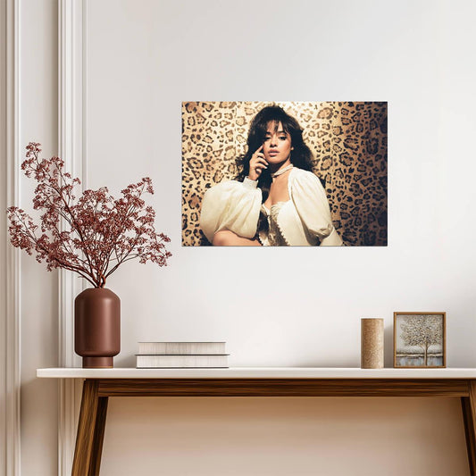Camila Cabello Leopard Print Portrait | Pop Music Star Wall Art | Sexy Celebrity Photo Poster - Music Poster