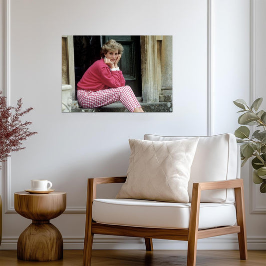 Princess Diana Highgrove Steps | Pink Sweater Portrait | Royal Icon Poster - Celebrities Poster