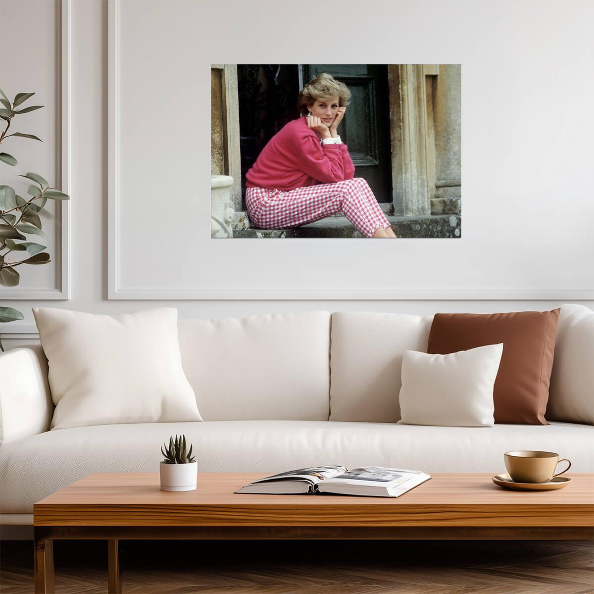 Princess Diana Highgrove Steps | Pink Sweater Portrait | Royal Icon Poster - Celebrities Poster