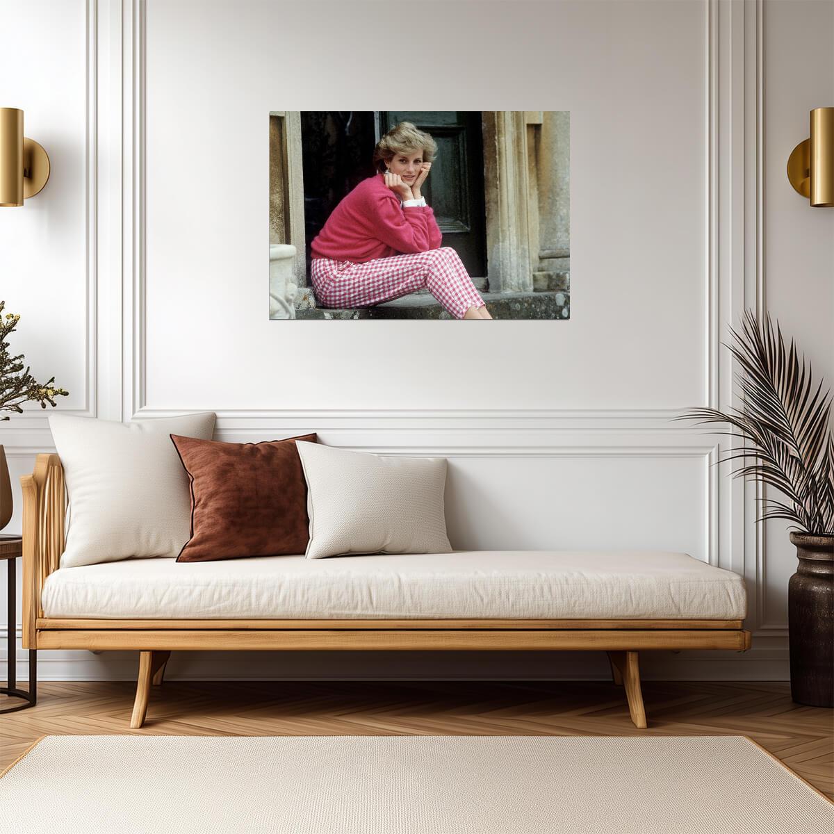 Princess Diana Highgrove Steps | Pink Sweater Portrait | Royal Icon Poster - Celebrities Poster