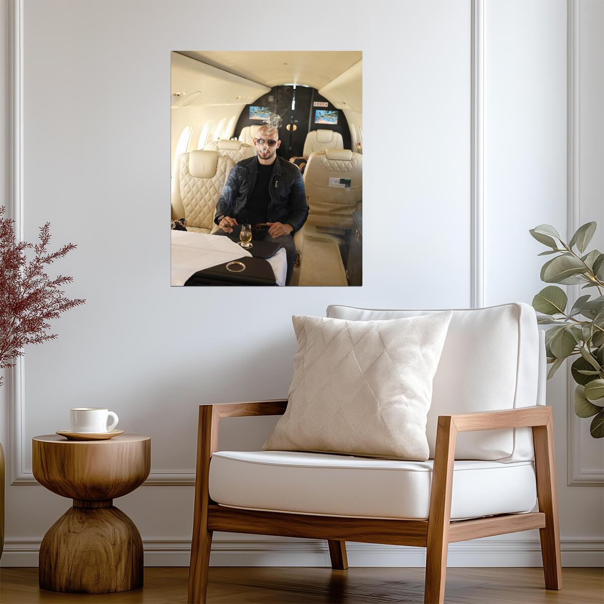 Andrew Tate Smoking Cigar on Private Jet | Internet Personality Poster | Entrepreneur Lifestyle Wall Art - Celebrities Poster