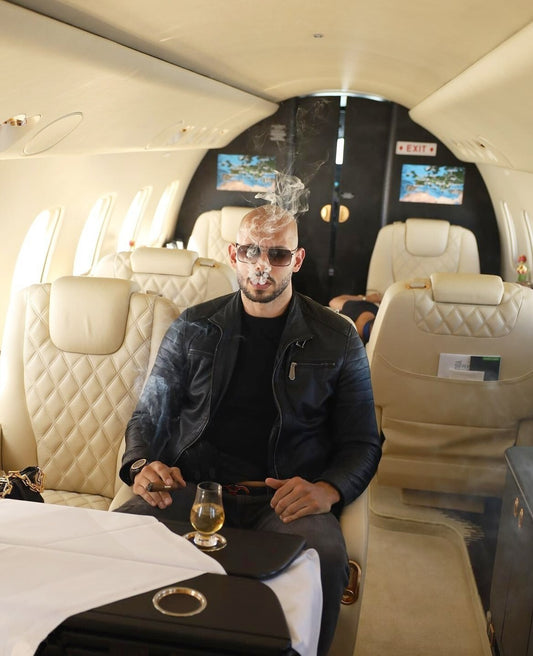 Andrew Tate Smoking Cigar on Private Jet | Internet Personality Poster | Entrepreneur Lifestyle Wall Art - Celebrities Poster