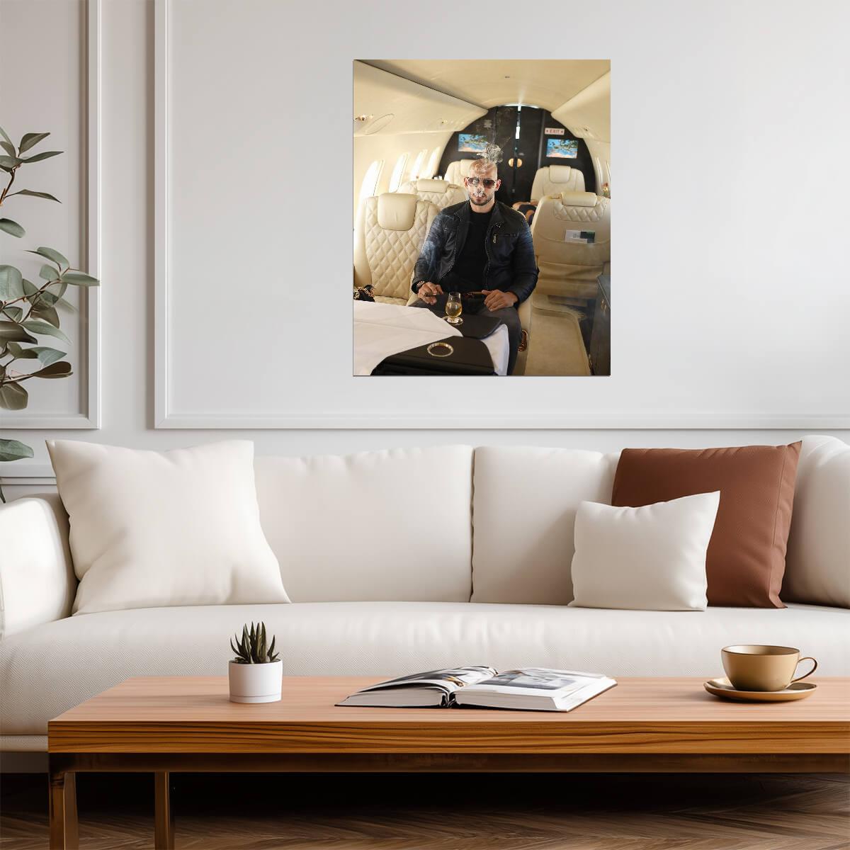 Andrew Tate Smoking Cigar on Private Jet | Internet Personality Poster | Entrepreneur Lifestyle Wall Art - Celebrities Poster
