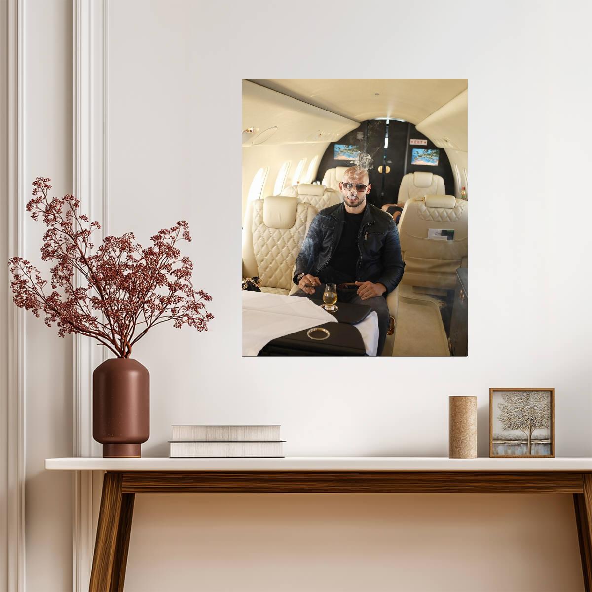 Andrew Tate Smoking Cigar on Private Jet | Internet Personality Poster | Entrepreneur Lifestyle Wall Art - Celebrities Poster
