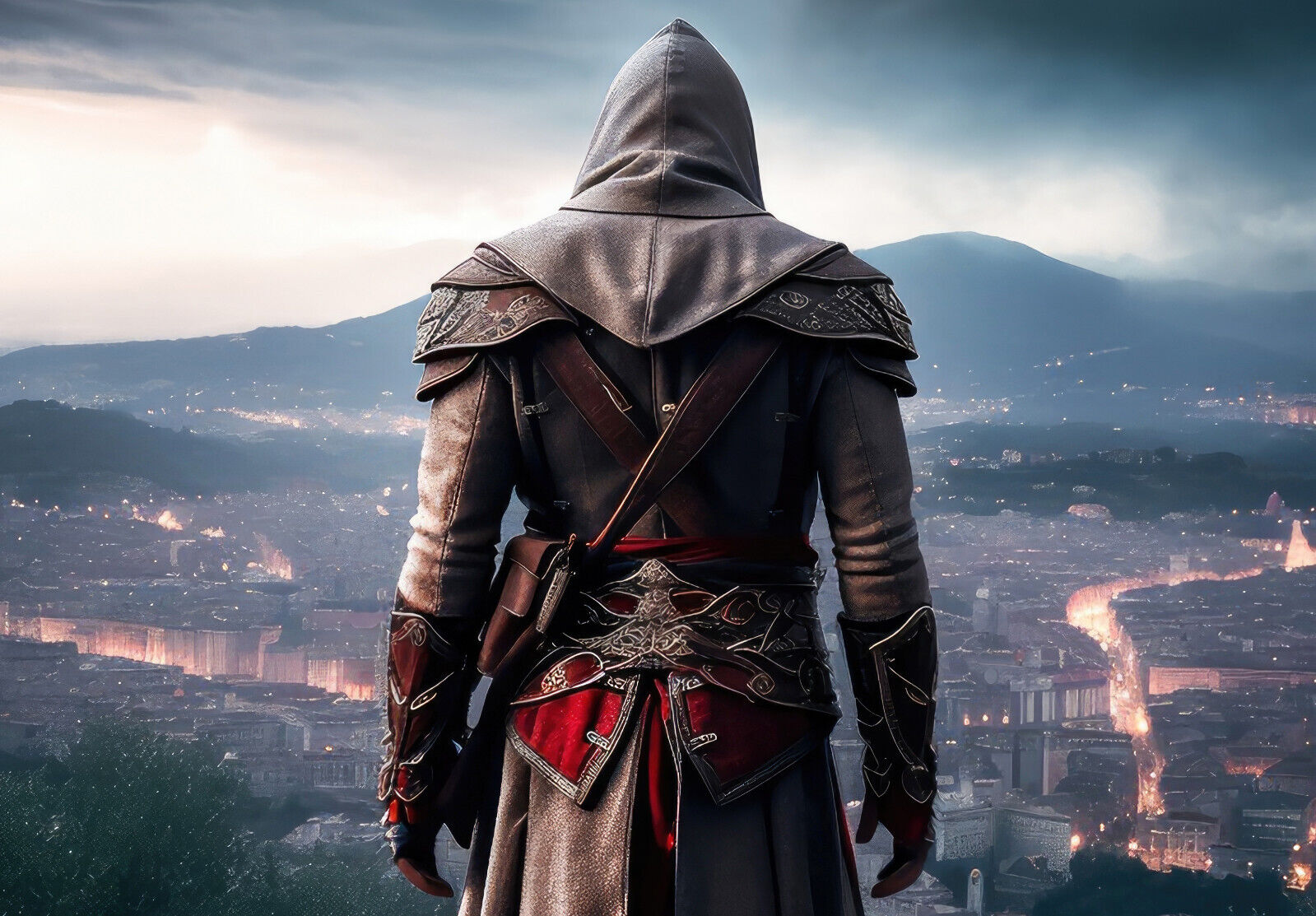 Assassin's Creed Ezio Auditore | Overlooking Renaissance City Poster | Action Adventure Game Art - Video Games Poster