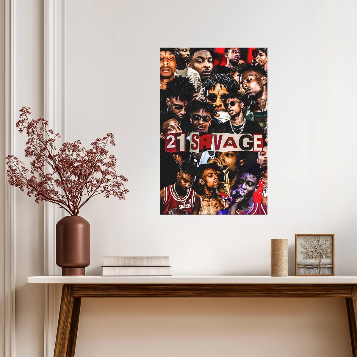 21 Savage Tribute Collage | Hip Hop Poster | Rapper Graphic Art Print - Music Poster