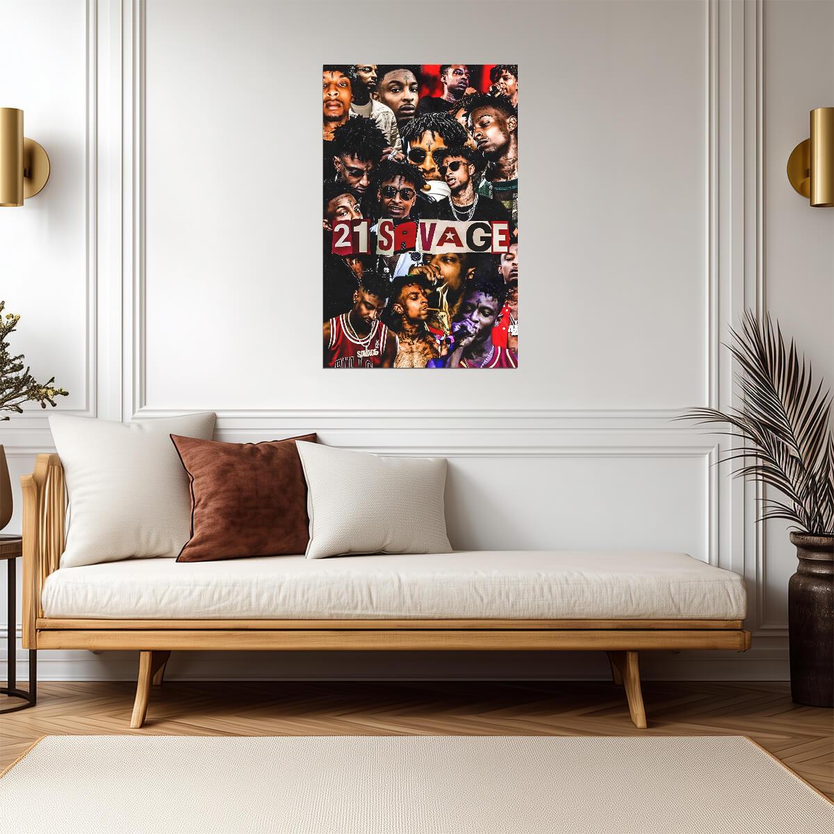 21 Savage Tribute Collage | Hip Hop Poster | Rapper Graphic Art Print - Music Poster