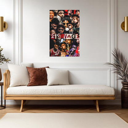 21 Savage Tribute Collage | Hip Hop Poster | Rapper Graphic Art Print - Music Poster