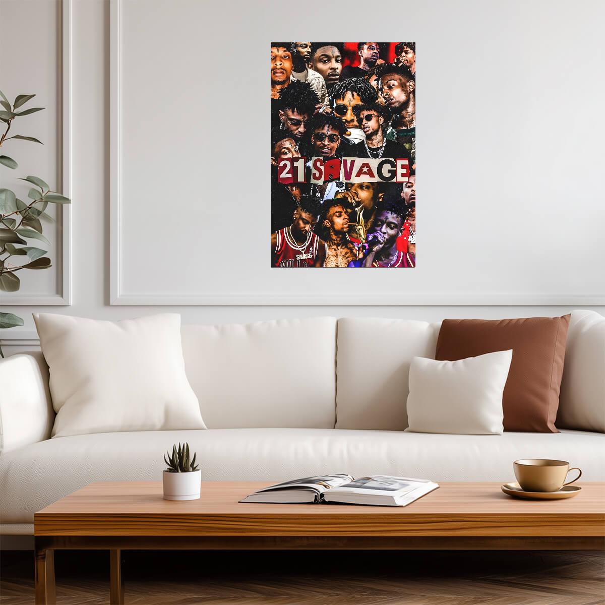 21 Savage Tribute Collage | Hip Hop Poster | Rapper Graphic Art Print - Music Poster