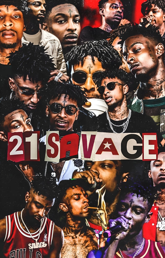 21 Savage Tribute Collage | Hip Hop Poster | Rapper Graphic Art Print - Music Poster