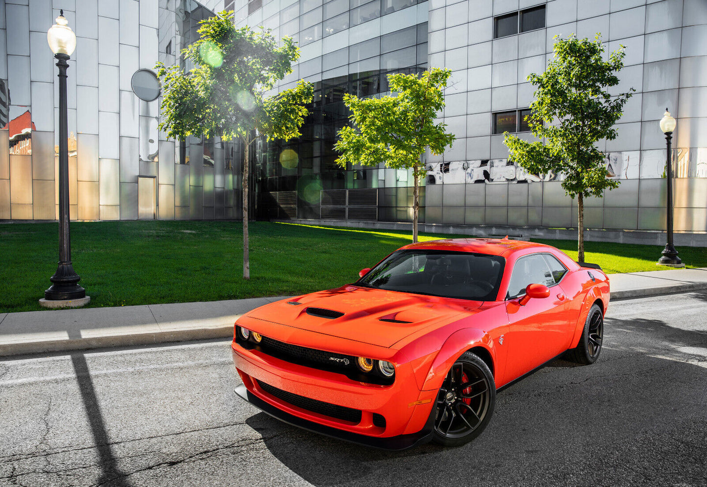 Dodge Challenger SRT Hellcat | Orange American Muscle Poster | Modern Mopar Wall Art - Cars Poster