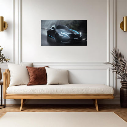 Mercedes-AMG C63 S Coupe | German Performance Car Poster | Sports Coupe in the Rain - Cars Poster