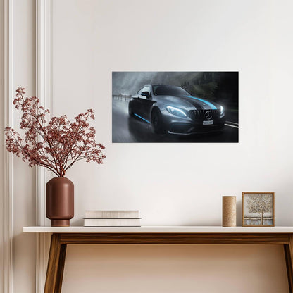 Mercedes-AMG C63 S Coupe | German Performance Car Poster | Sports Coupe in the Rain - Cars Poster